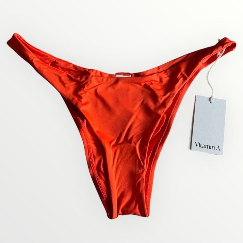Vitamin A California High Leg Orange Bikini Bottoms Size XL NWT